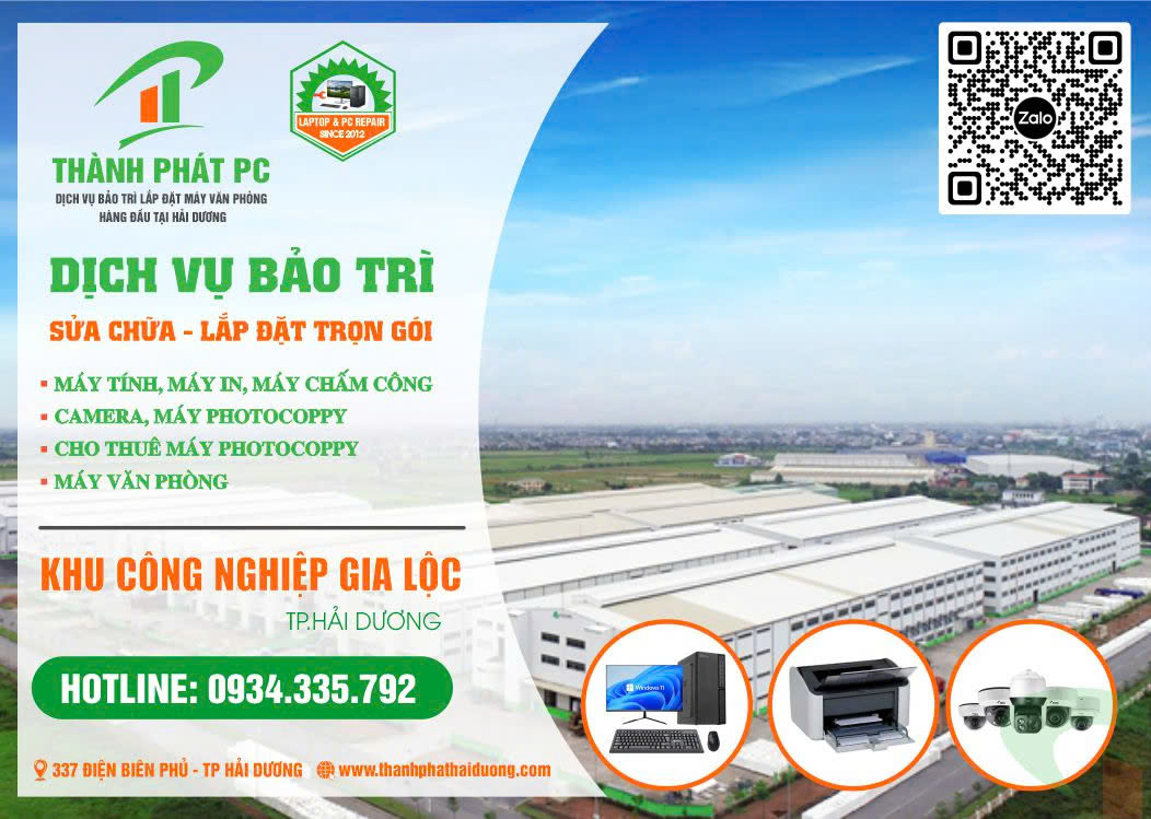 Lắp đặt bảo trì trọn gói máy tính máy in khu công nghiệp gia lộc hải dương